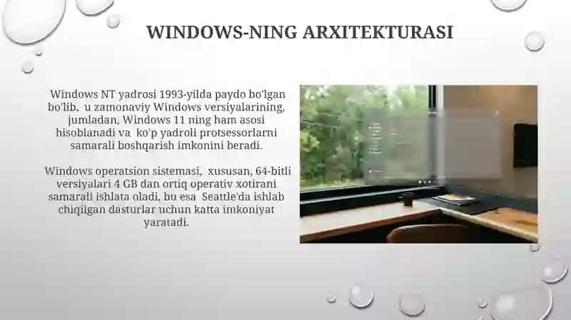 Windows operatsion tizimi haqida tushuncha,uning versiyalari 4