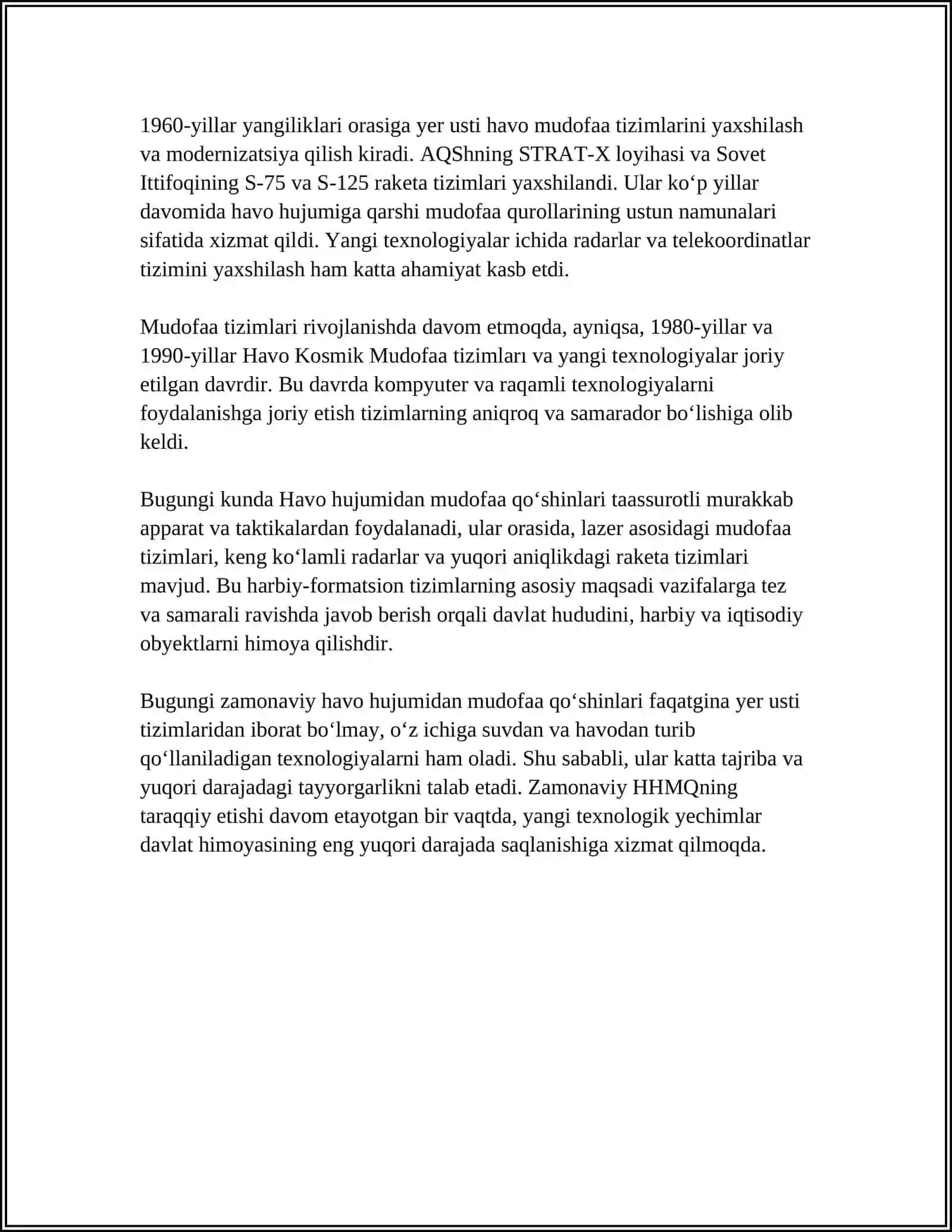 Havo Hujumidan Mudofaa Qo'shinlari va Harbiy Havo Kuchlari. Maxsus Qo'shlar 4