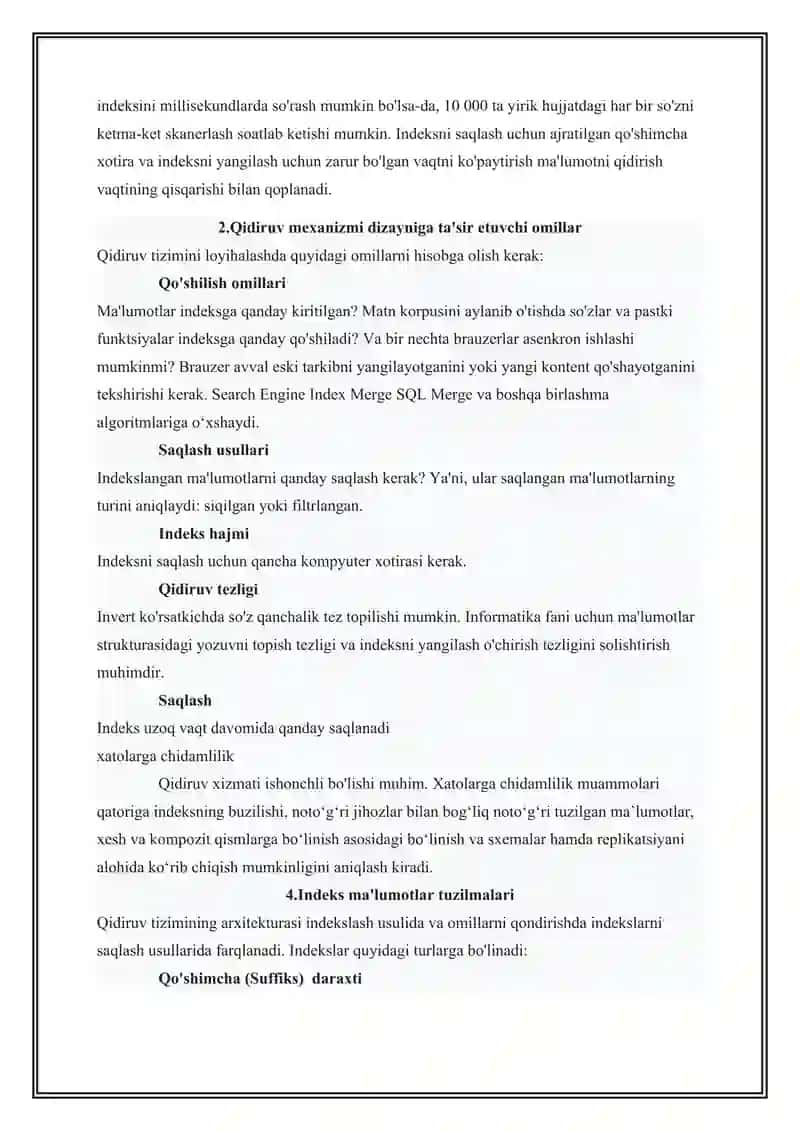 Axborot izlash tizimlarida indeks yaratish modeli va usullari 4