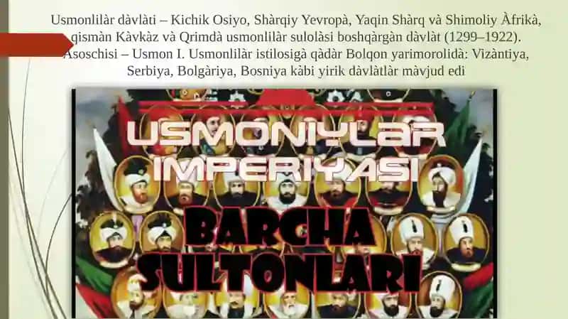 Usmoniylar davlati tashkil topishi va Konstantinopolning ishga olishi 4