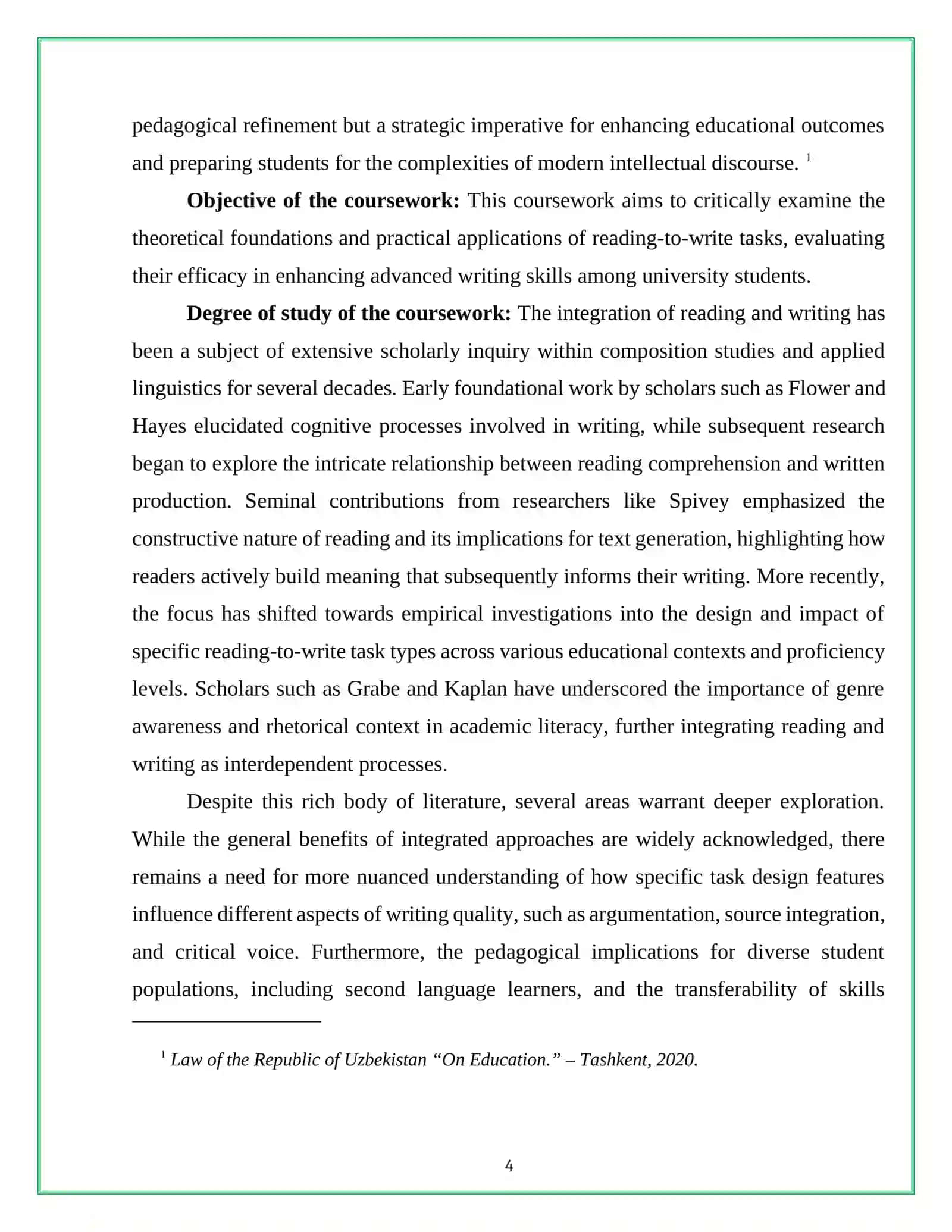 READING-TO-WRITE TASKS: ENHANCING WRITING SKILLS THROUGH INTEGRATED READING ACTIVITIES 4