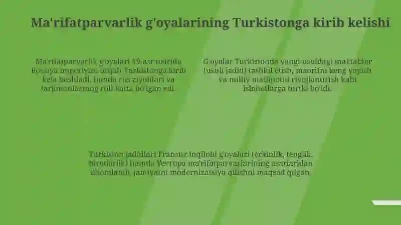 Turkistonda jadidchilik va ma'rifatparvarlik g'oyalari 4