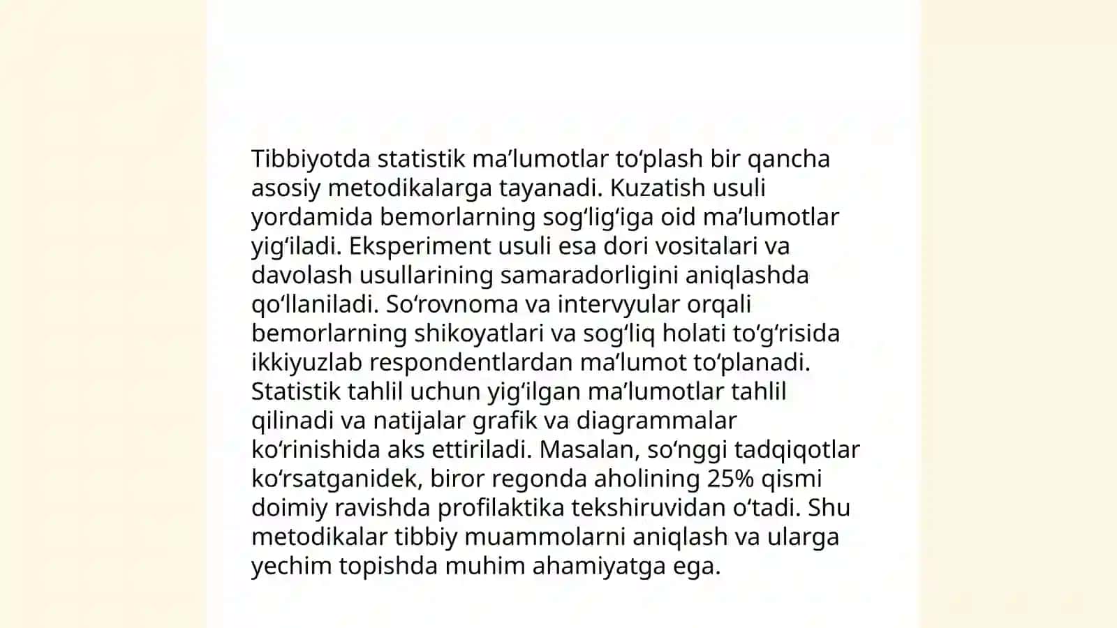 Tibbiyotda Statistik tadqiqotlarning tashkil etilishi vA uning bosqichlari 4