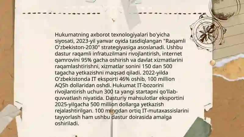 O'zbekistonda telekommunikatsiya va simsiz texnologiyalarning rivojlanishiga ta'sir ko'rsatuvchi omillar 4