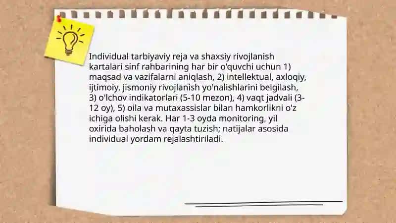 Sinf rahbarining tarbiyaviy faoliyati samaradorligini oshirish usullari 4