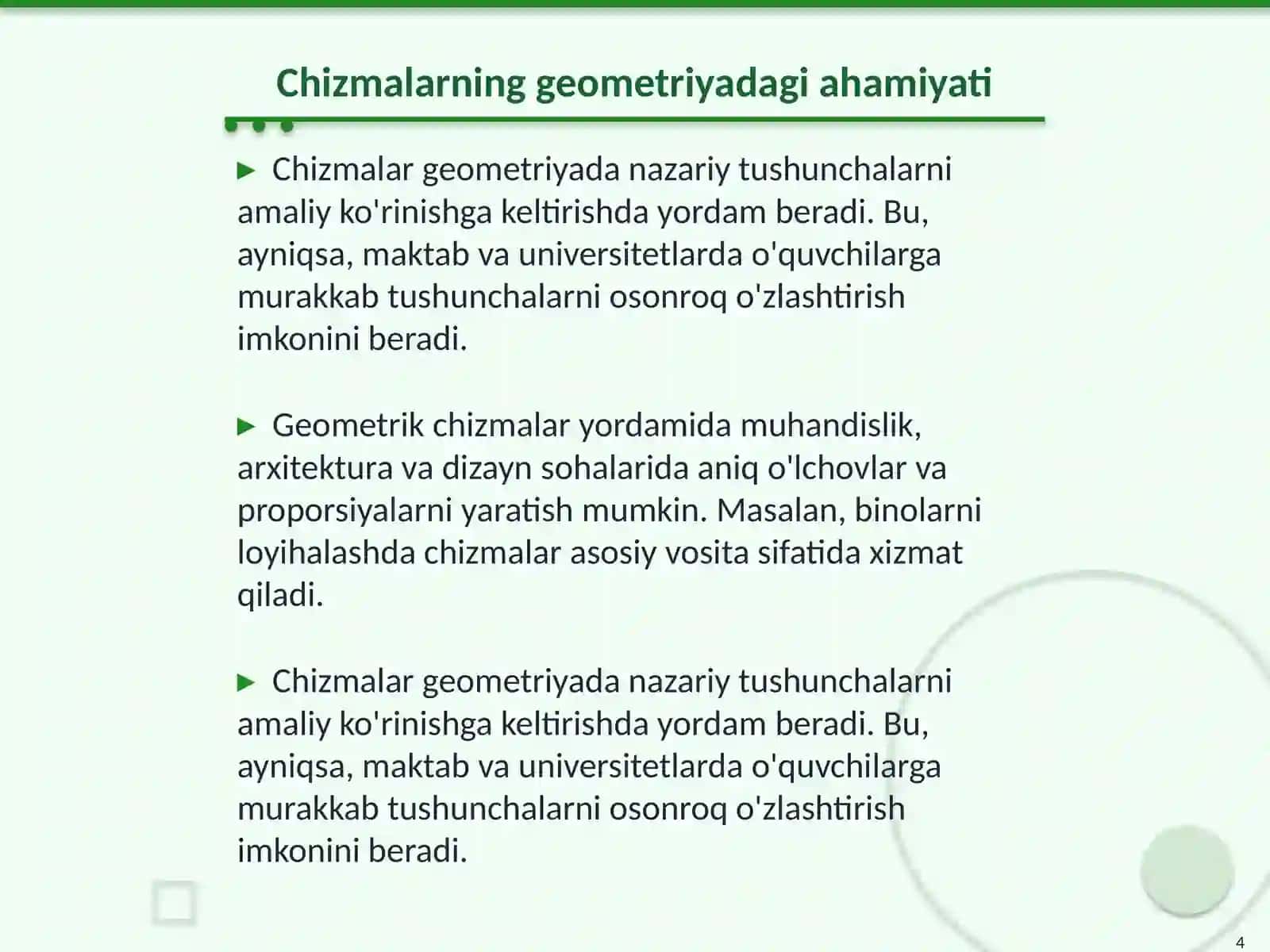 Geometriya va chizmalar: Umumiy tushuncha 4
