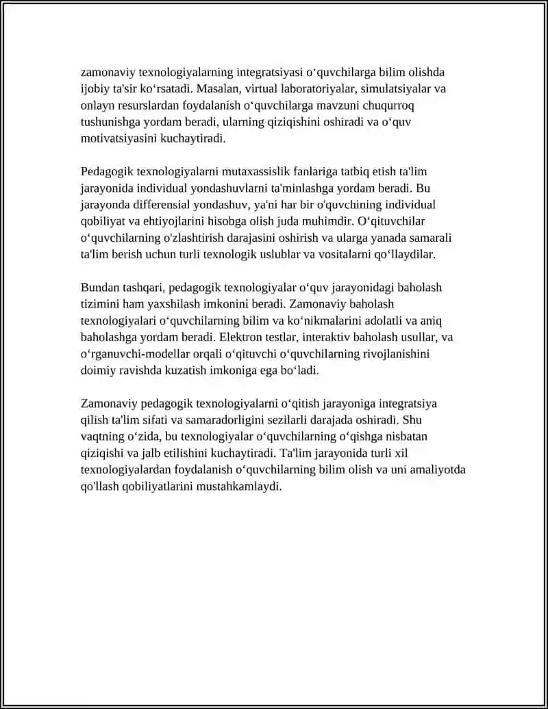 Mutaxassislik fanlarini oʻqitishda pedagogik texnologiyalarning nazariy asoslari 4