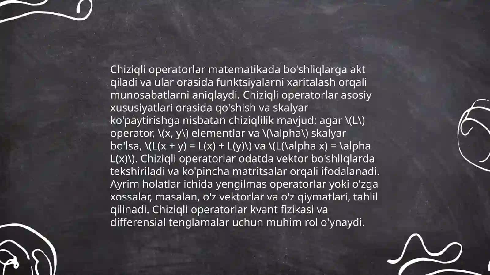 Invariant qism fazolar.Chiziqli operatorning xos qiymatlari va xos vektorlari 4