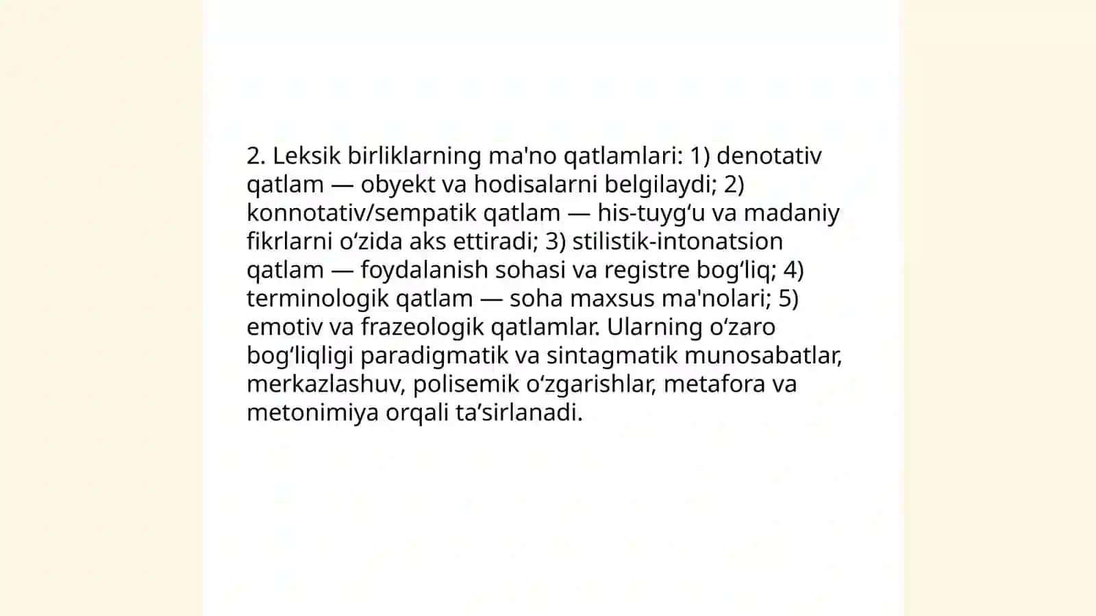 Ona tili lugʻat tarkibining ma'no jihatdan tavsiflanishi 4
