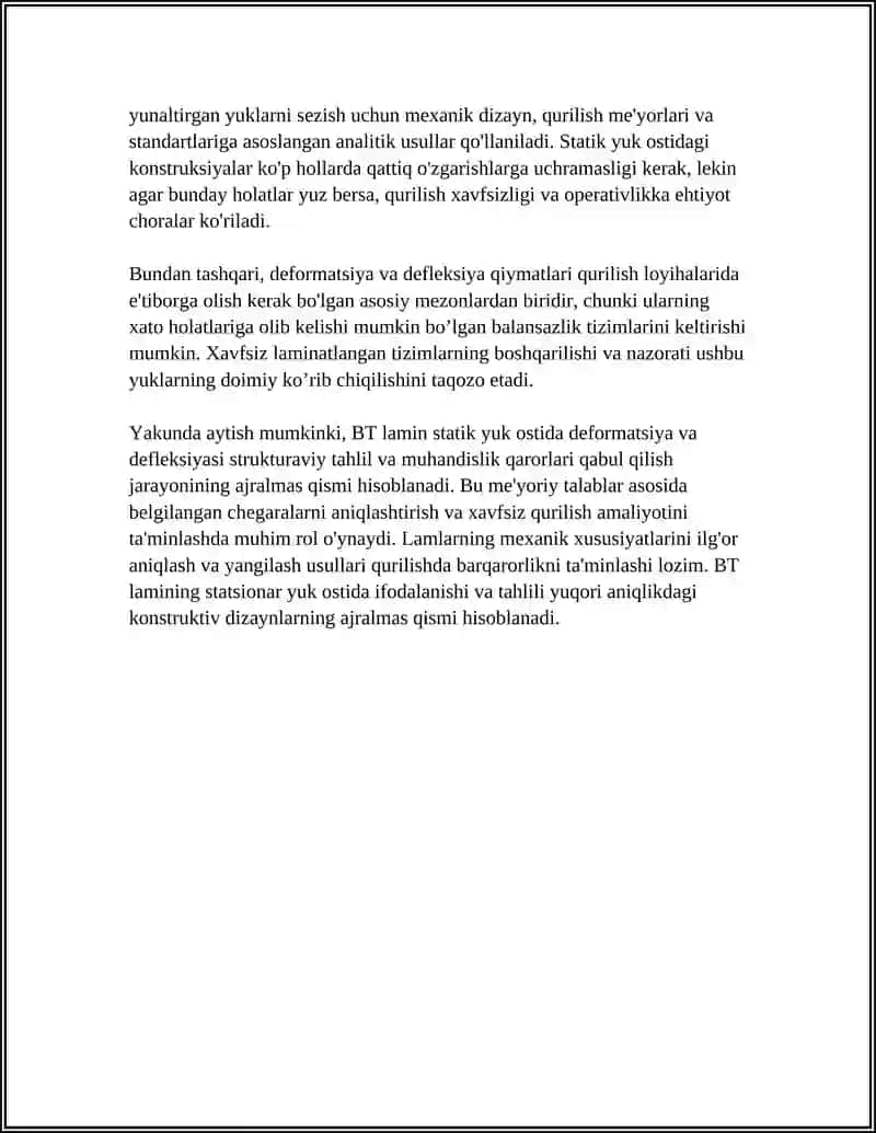 "BT LAMNING STATIK XARAKTERISTIKALARI" 4