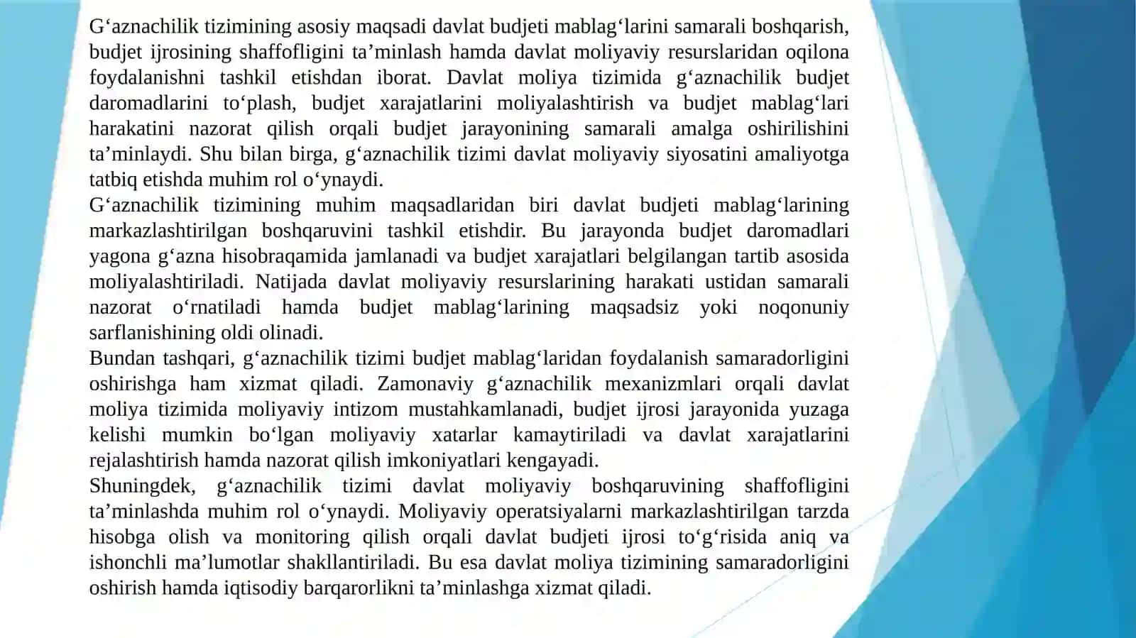 Gʻaznachilik organlari faoliyatini tashkil etish va ularning budjet tizimidagi roli 4