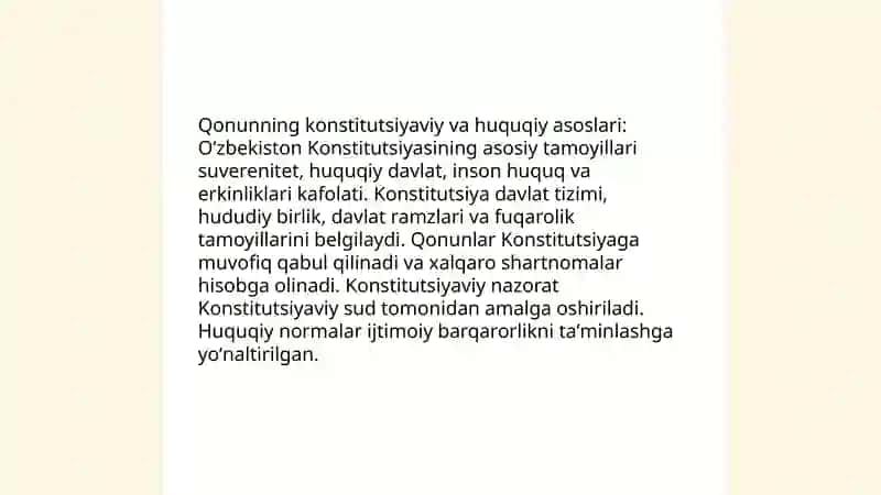 Oʻzbekiston Respublikasi toʻgʻrisidagi qonuni va uning mohiyati 4