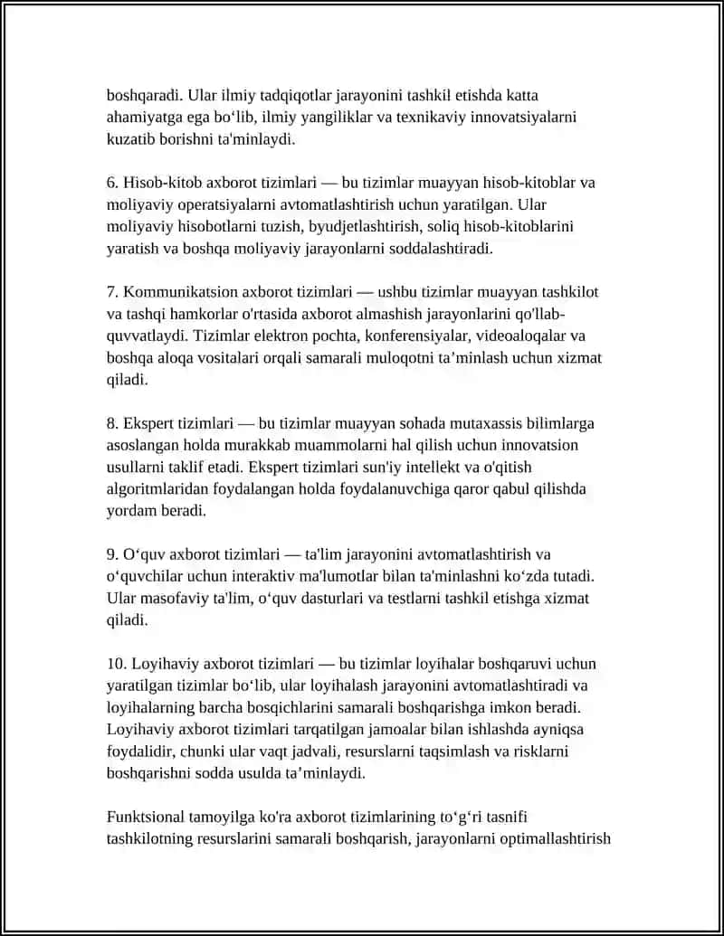 AXBOROT TIZIMLARINING TASNIFI 4