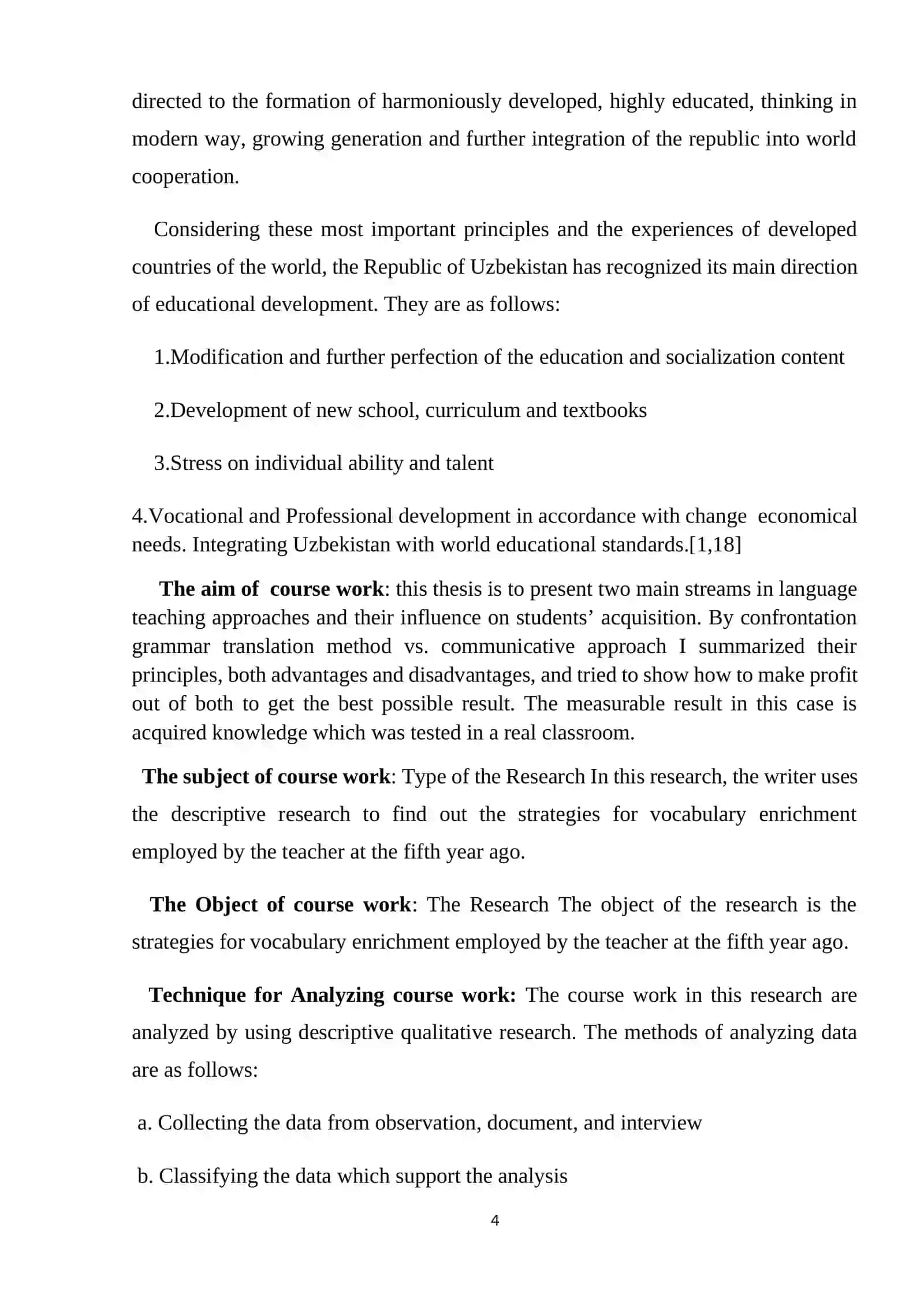 Course Paper on Practical Approach in Teaching and Enriching English Vocabulary 4