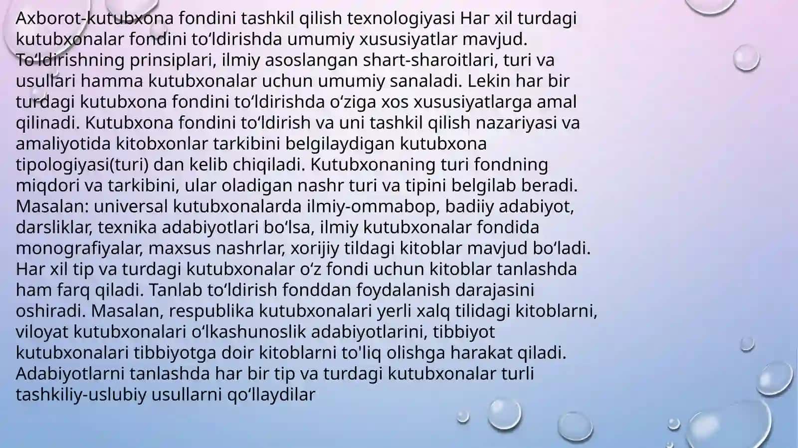 KUTUBXONA AXBAROT FONDINI TASHKIL ETISHDAGI JARAYONLARNI TAHLIL QILISH 4