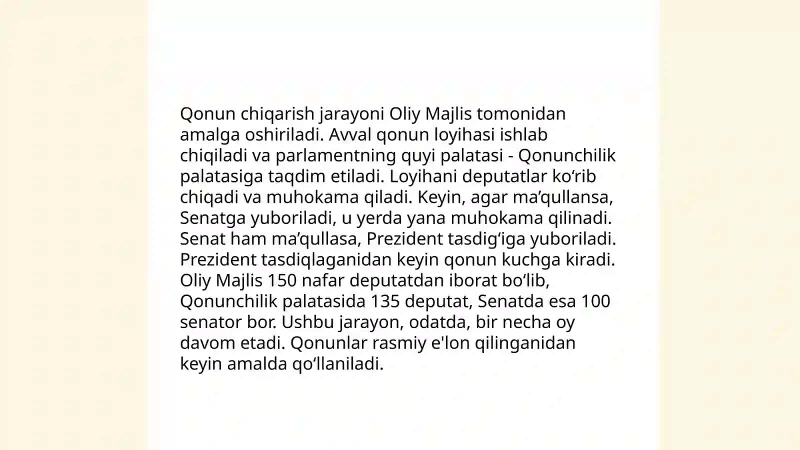 Oliy Majlis Qonunchilik palatasining huquqiy holati 4