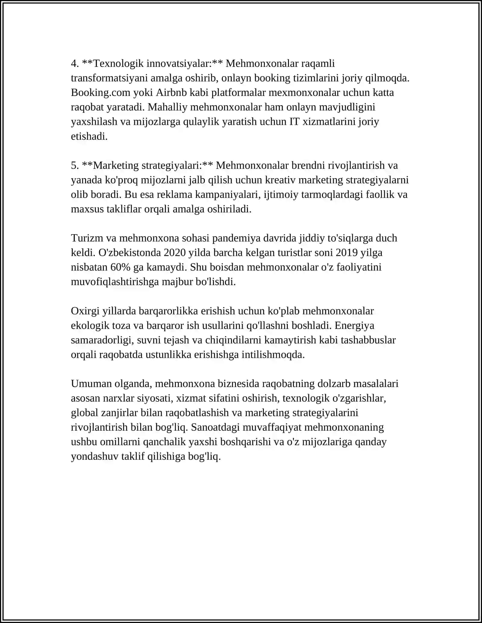 MEHMONXONA BIZNESIDAGI RAQOBAT STRATEGIYALARI 4