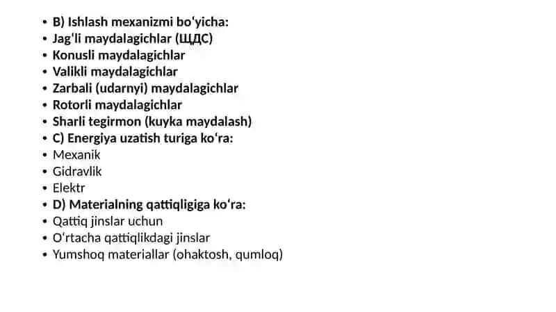 Turli maydalagich turlarining ishlash prinsipi va ularning solishtirma tahlili 4