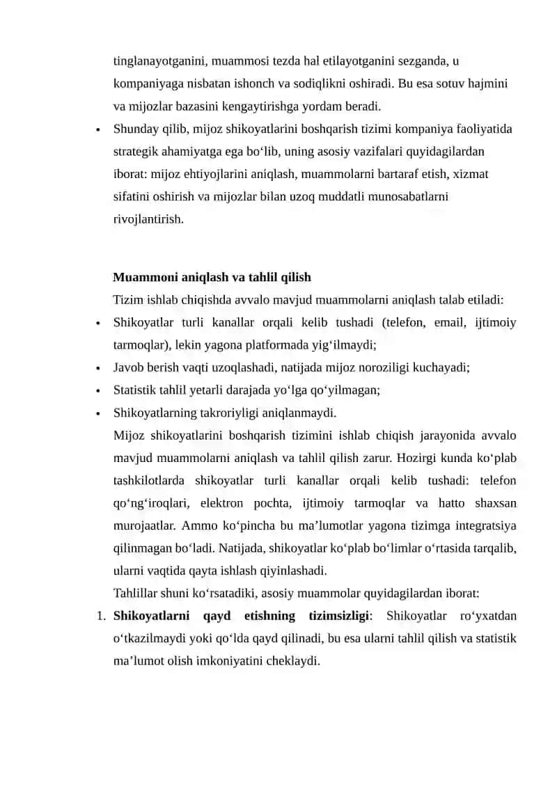 Mijoz shikoyatlarini boshqarish tizimi 4