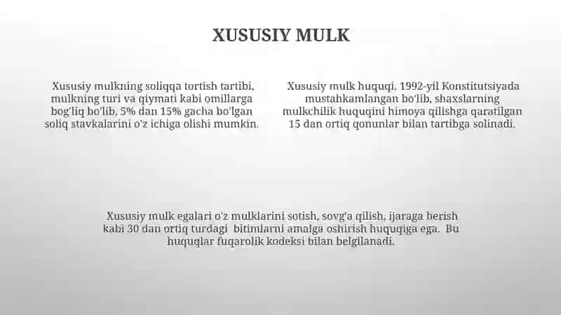 Mulk shakllari va ularga tavsifnoma 4