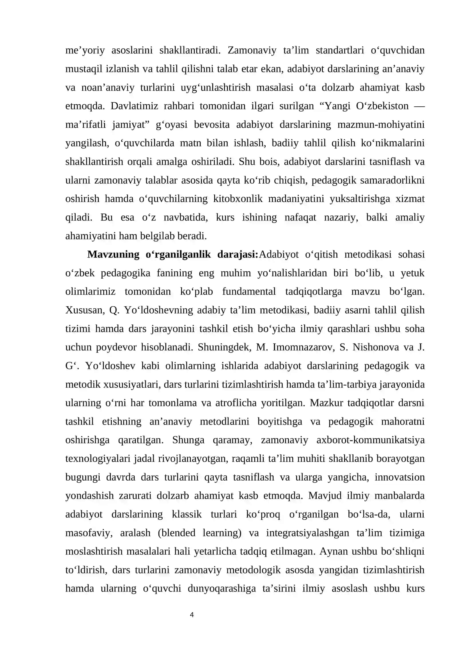 Dars turlari va ularning tasnifi kurs ishi 4