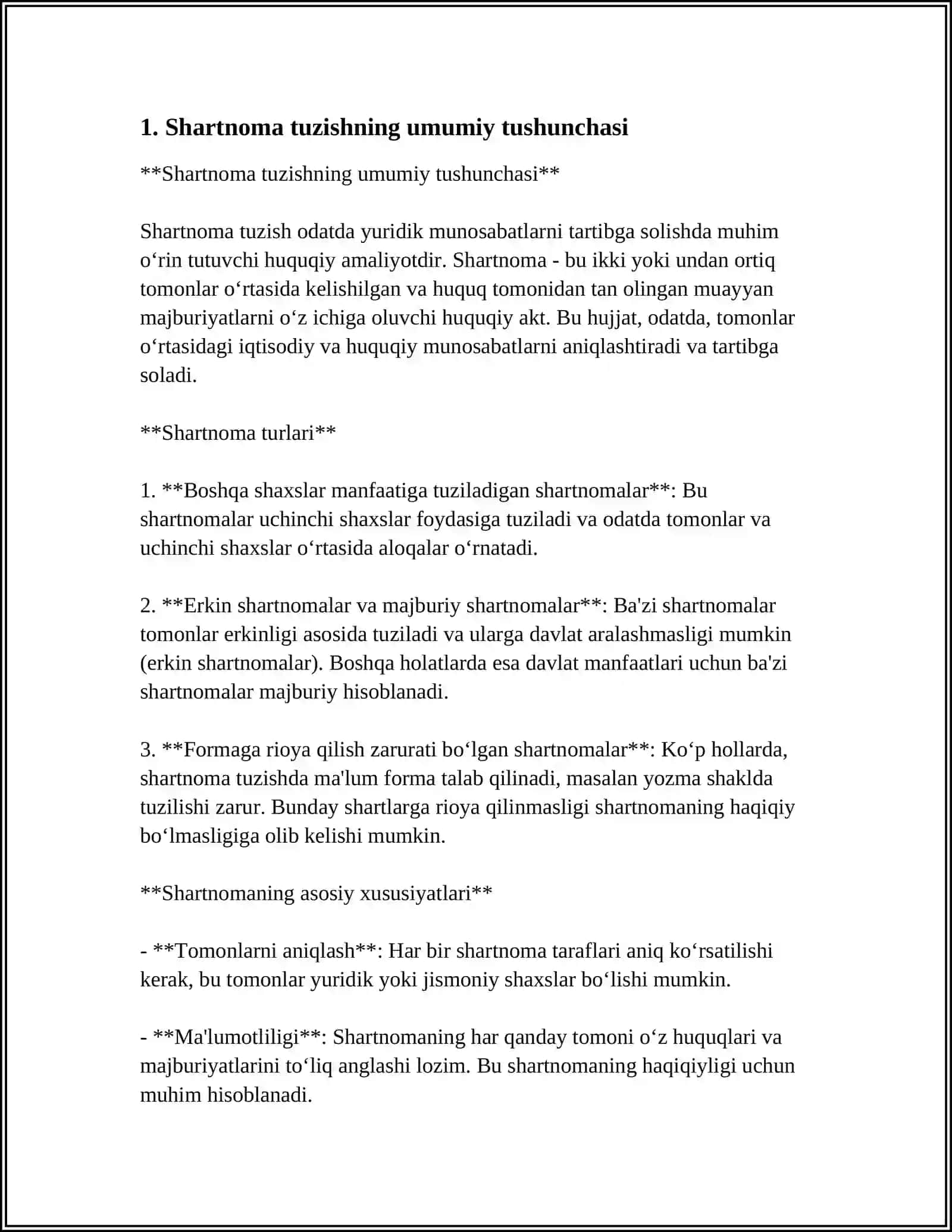 SHARTNOMALAR ULARNI TUZISH BEKOR QILISH VA QO'SHIMCHA KIRITISH HAMDA O'ZGARTIRISH BILAN BOG'LIQ MASALALAR BATAFSIL YORITISH 4