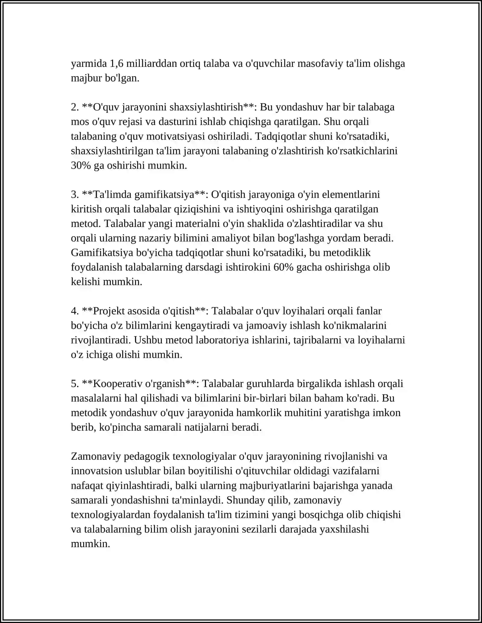 INFORMATIKA DARSLARIDA ZAMONAVIY PEDAGOGIK TEXNALOGIYALARDAN FOYDALANISH 4