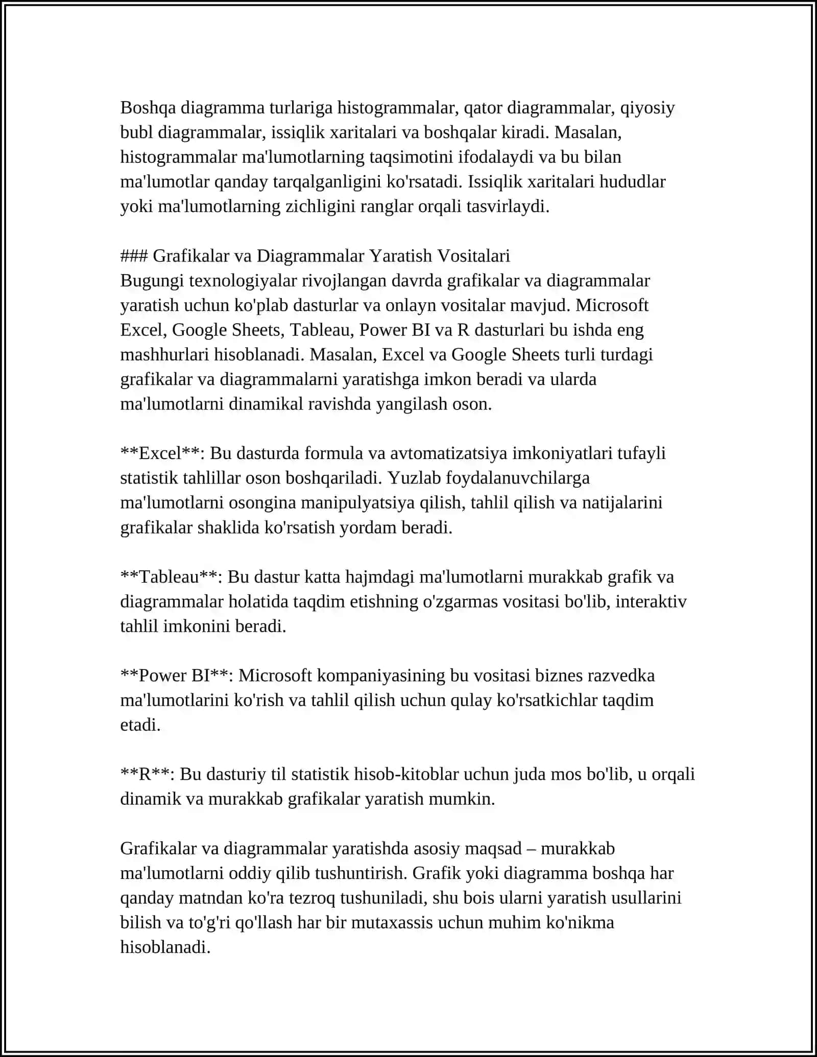 EXCEL DASTURIDA TURLI HISOBOTLAR TAYYORLASH 4