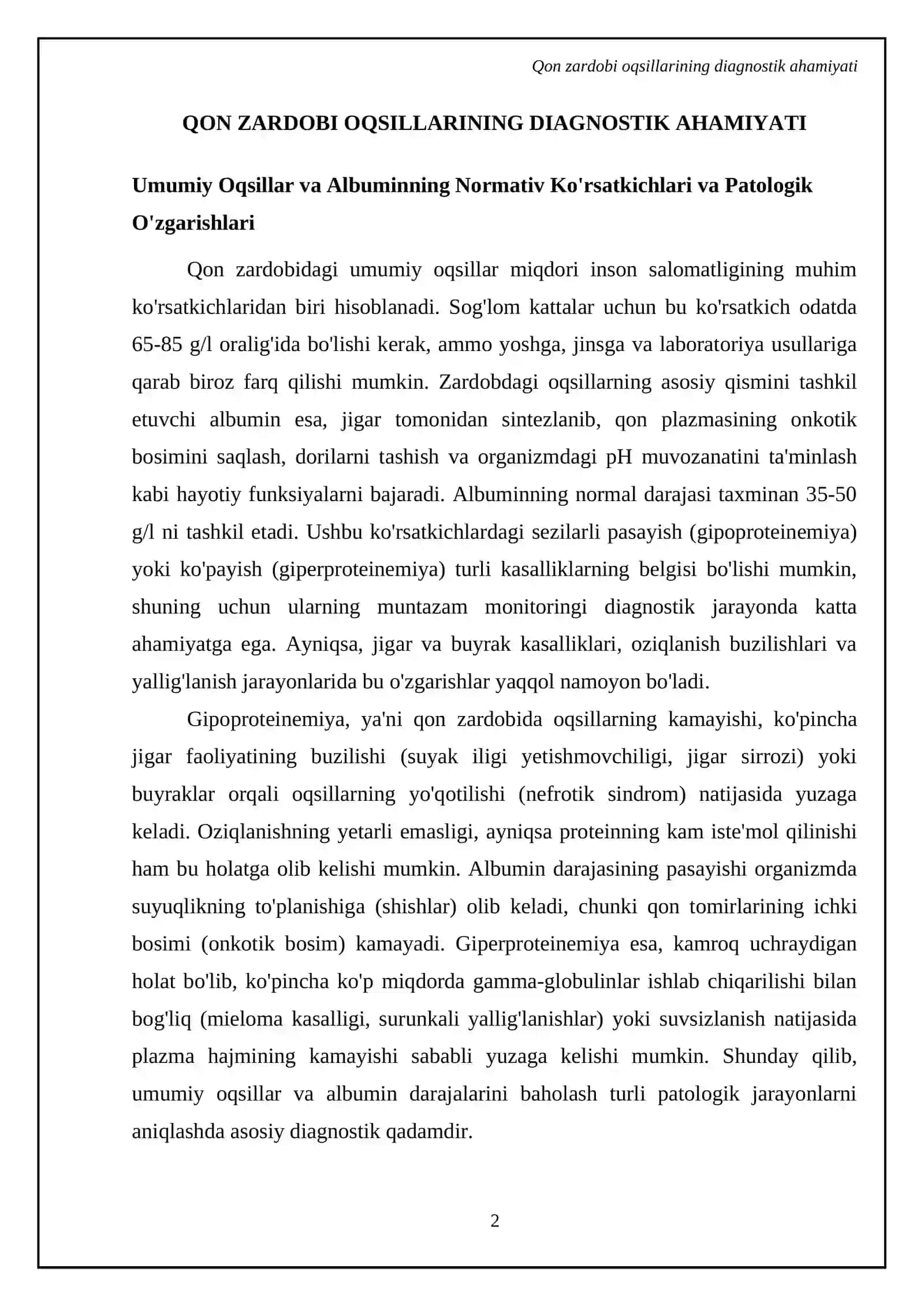 Qon zardobida oqsillar aniqlashning klinik ahamiyati 4