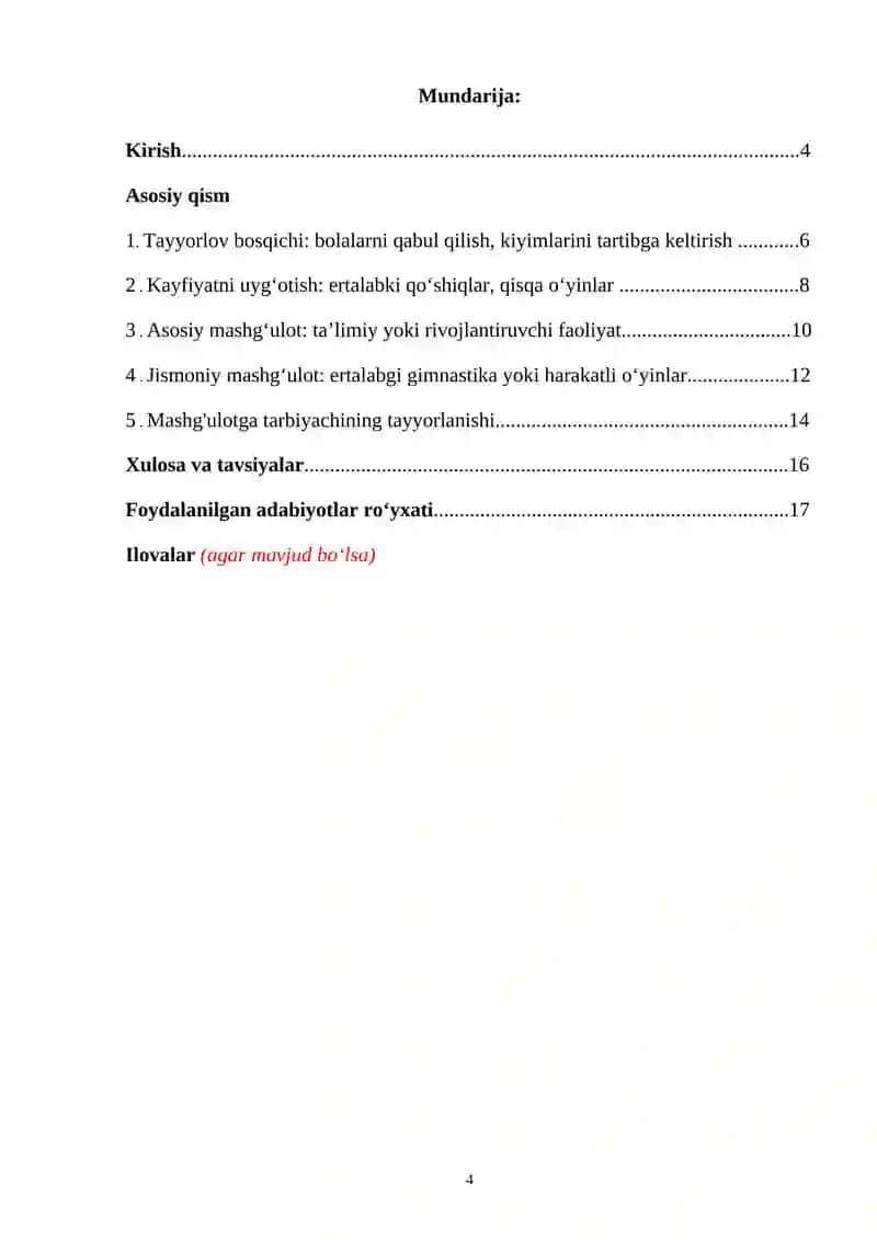 Maktabgacha ta'lim tashkilotlari malakasini oshirish kursi 4