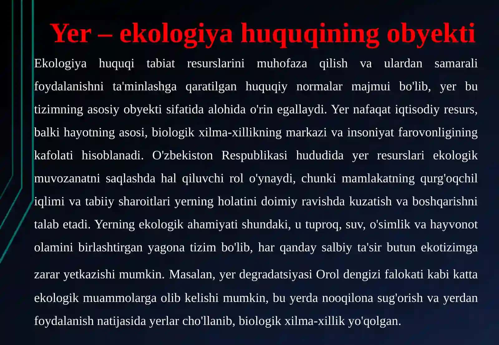 Yerlarni ekologik-huquqiy muhofaza qilish 4