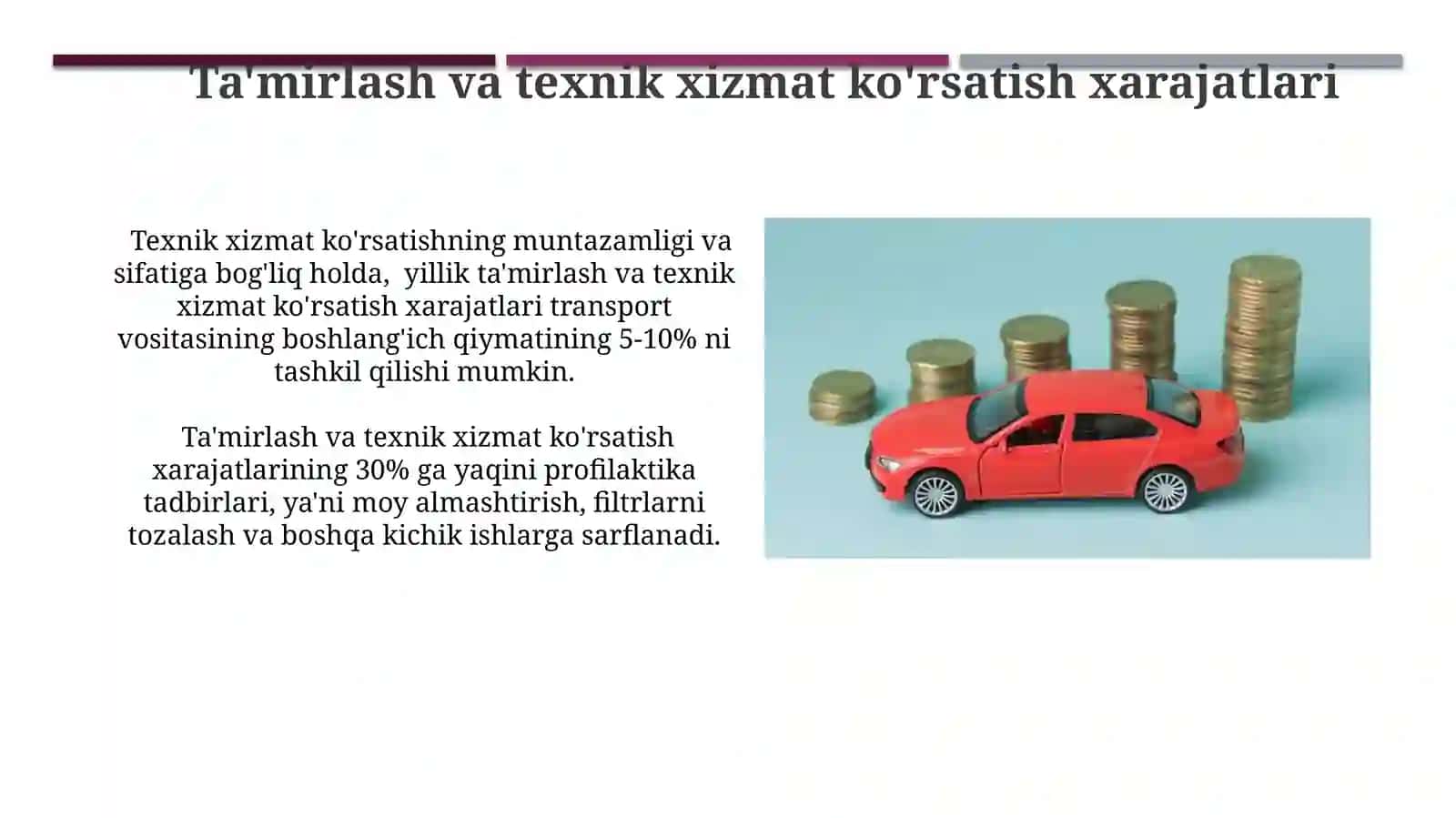 Transport vositalarining tannarx tushunchalari va asosiy tamoyillari 4