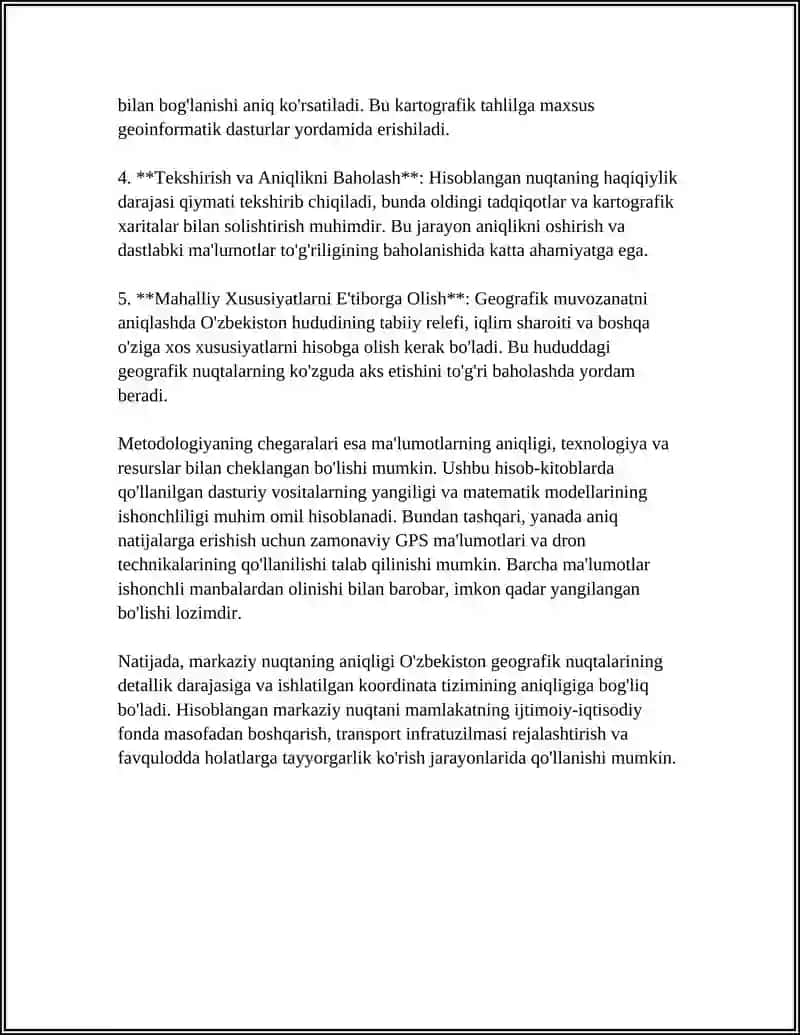 O'ZBEKISTON MARKAZIY NUQTASINI GEOGRAFIK KOORDINATALARDA HISOBLASH METODIKASI 4