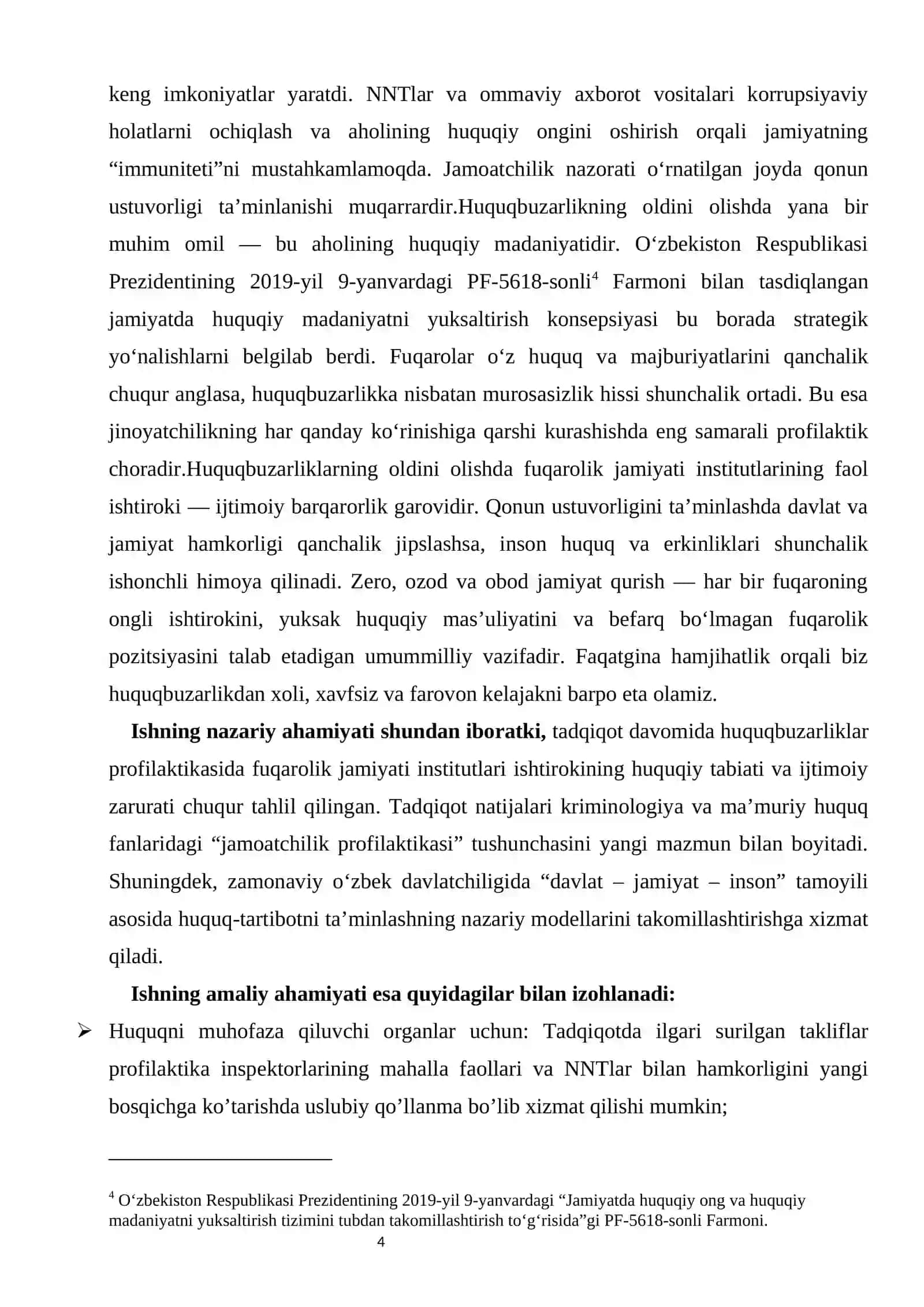 Huquqbuzarlikning oldini olishda fuqarolik jamiyatining roli kurs ishi 4