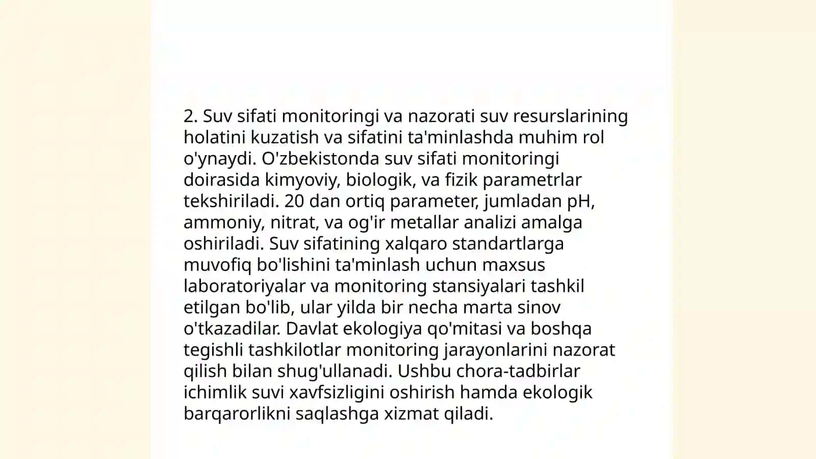 Suv havzalari ekologiyasi muammolarini yechish yo'llarini o'rganish 4