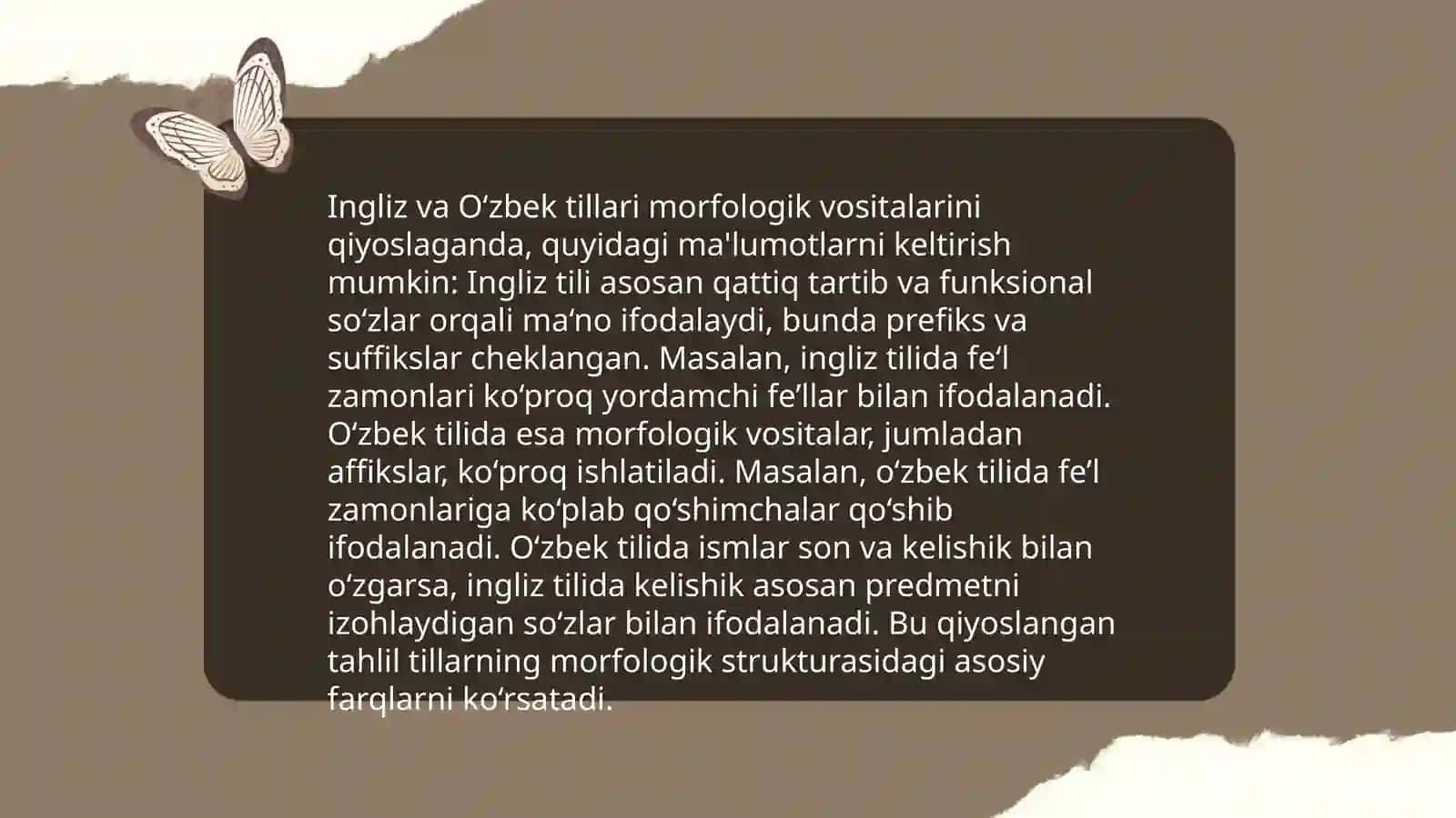 Ingliz, Turk, o’zbek tilini 4 ta sath bo’yicha qiyoslash 4