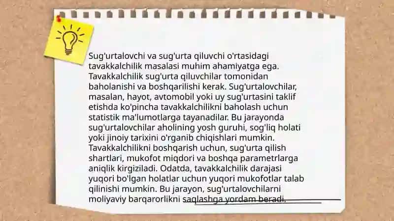 Sug'urta munosabatlarida tavakkalchilikning turlari 4