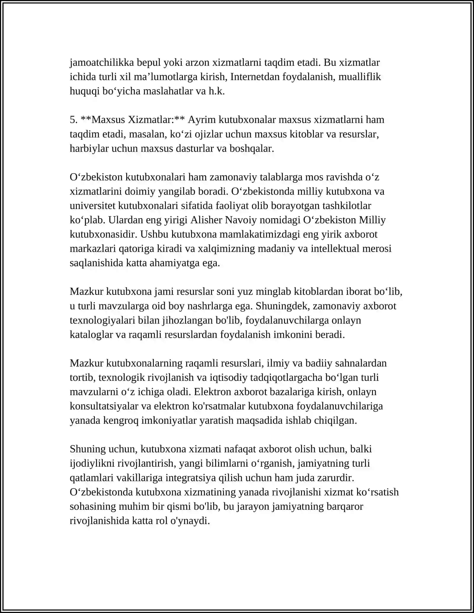 KUTUBXONA XIZMATI TUSHUNCHASI VA UNING MAZMUNI 4