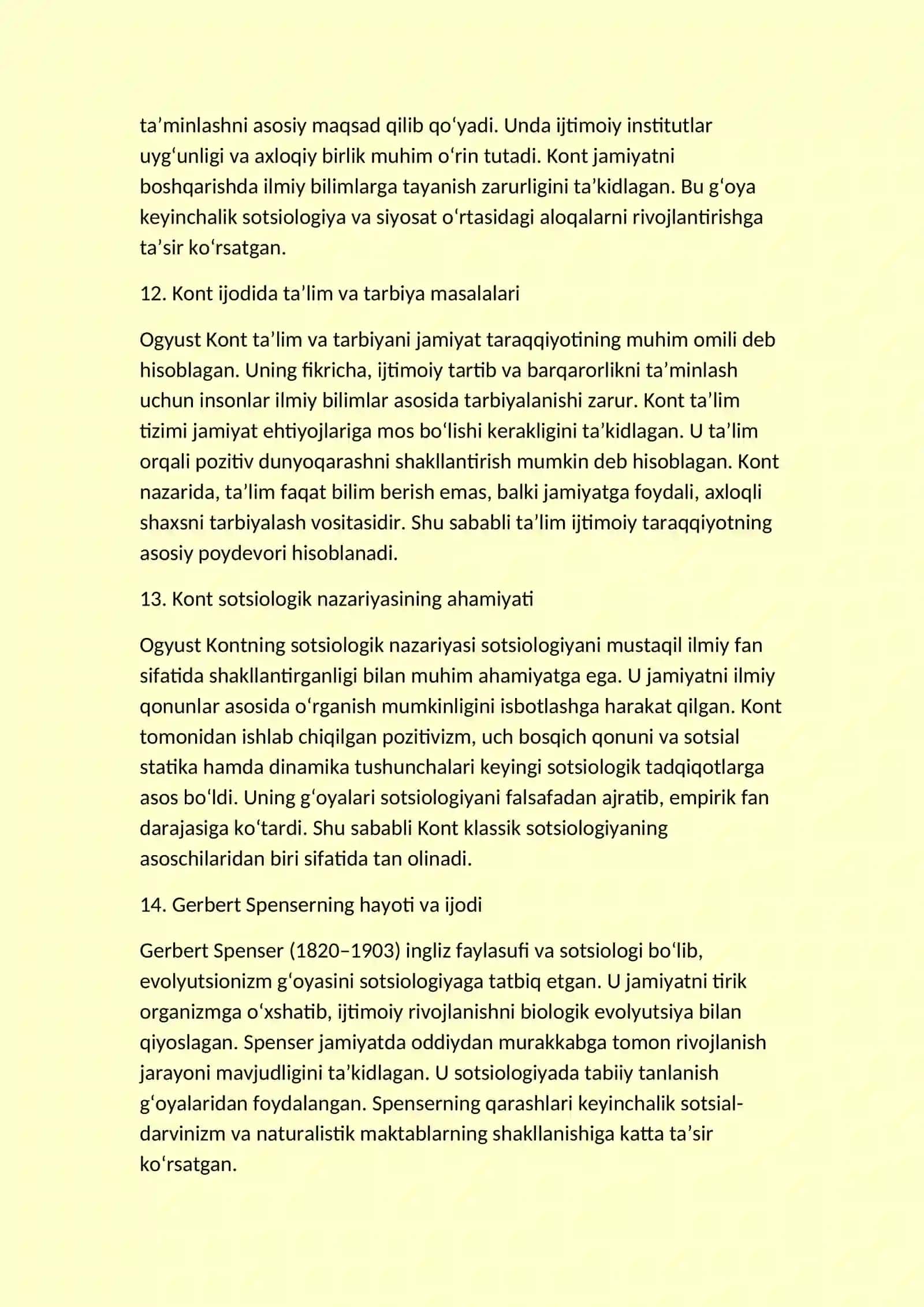 Sotsiologiya tarixidan savollarga javoblar 4
