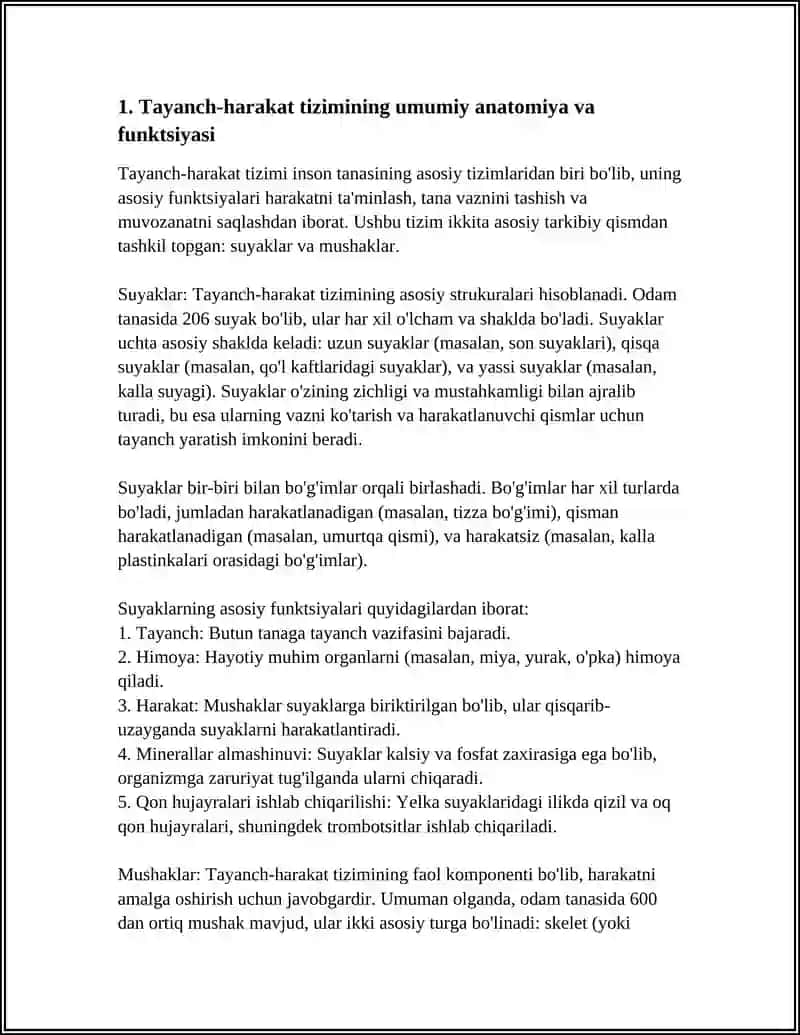 TAYANCH - HARAKAT SISTEMASI. ( OSTEOLOGIYA ). MUSKULLAR SISTEMASI ( MIOLOGIYA) 4