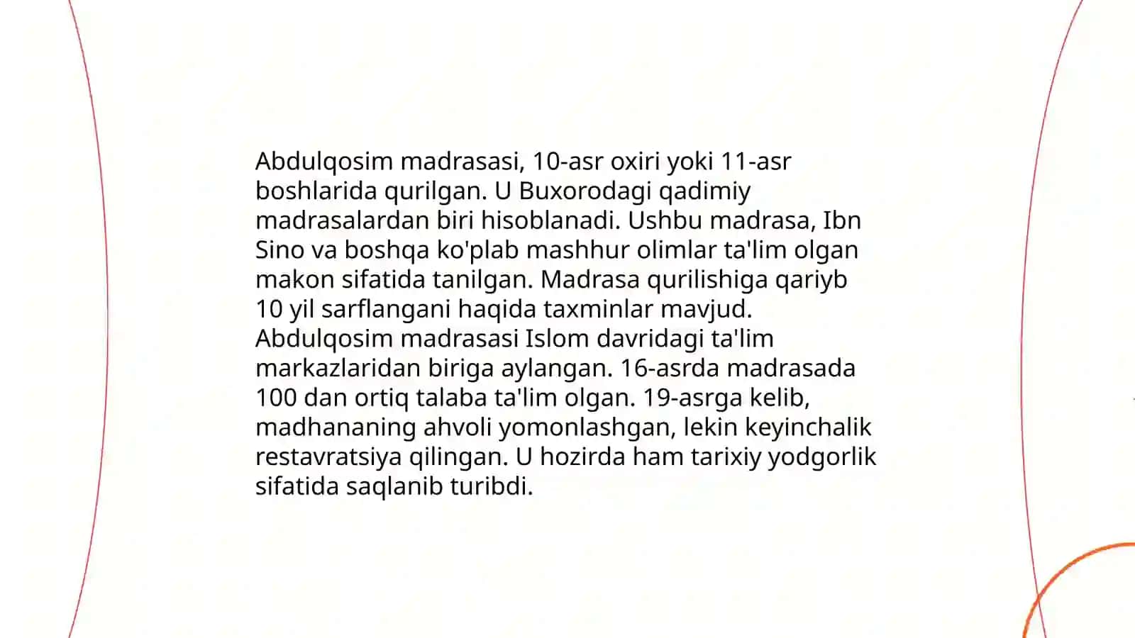 Abdulqosim madrasasi tarixi arxitekturasi haqida mustaqil ish 4
