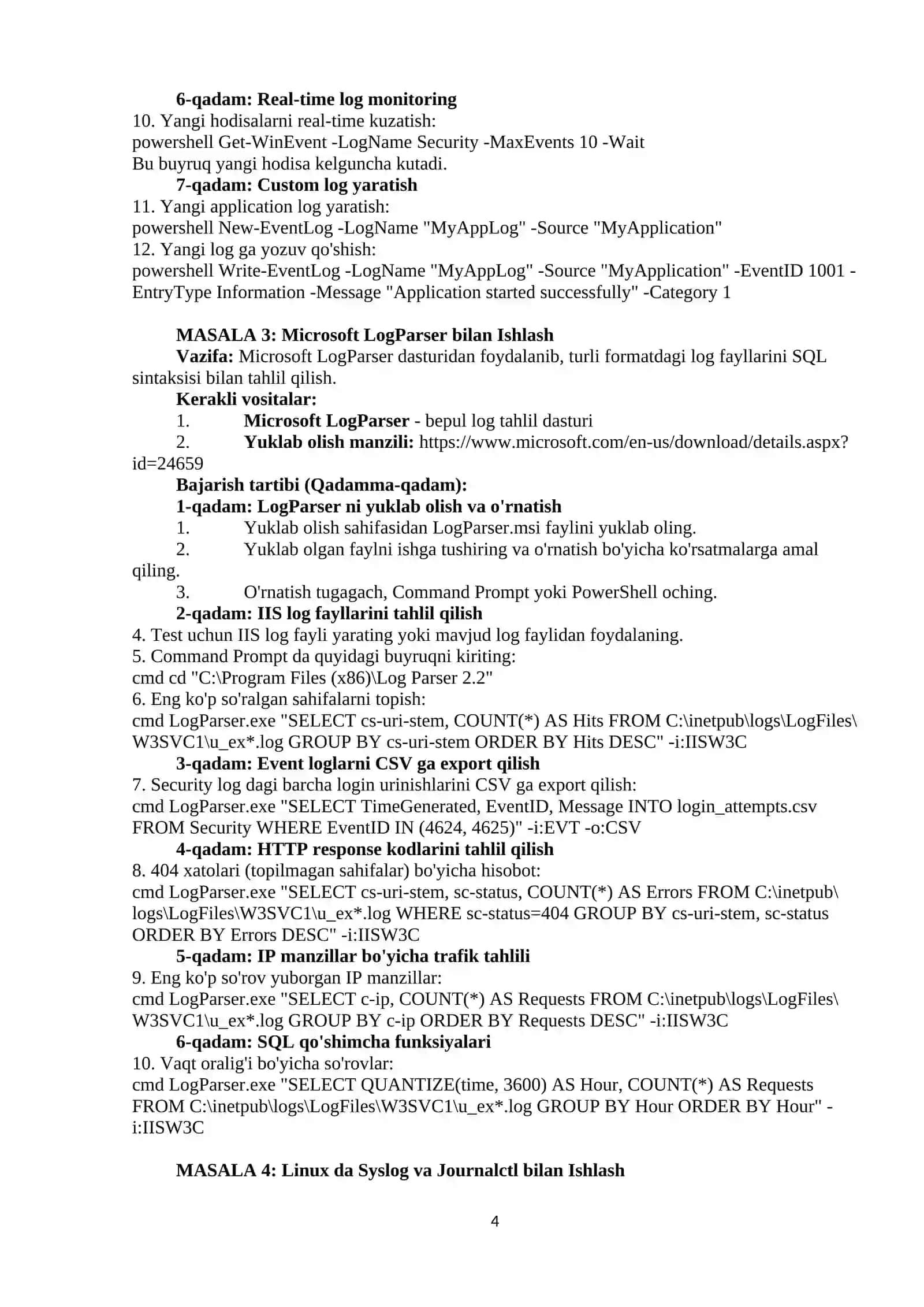 LOG-FAYLLAR BILAN ISHLASH USULLARINING TADQIQI 4