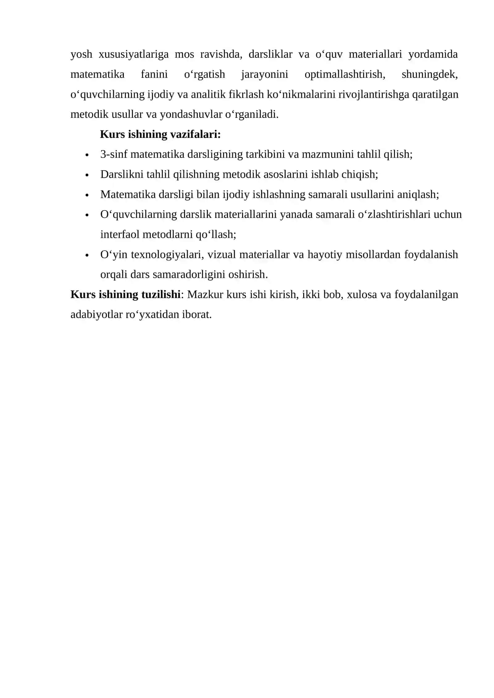 BOSHLANG’ICH SINFLARDA MATEMATIKA DARSLIGI USTIDA IJODIY ISHLASH VA DARSLIK TAHLILINI AMALGA OSHIRISH METODIKASI (3-SINF MISOLIDA) 4
