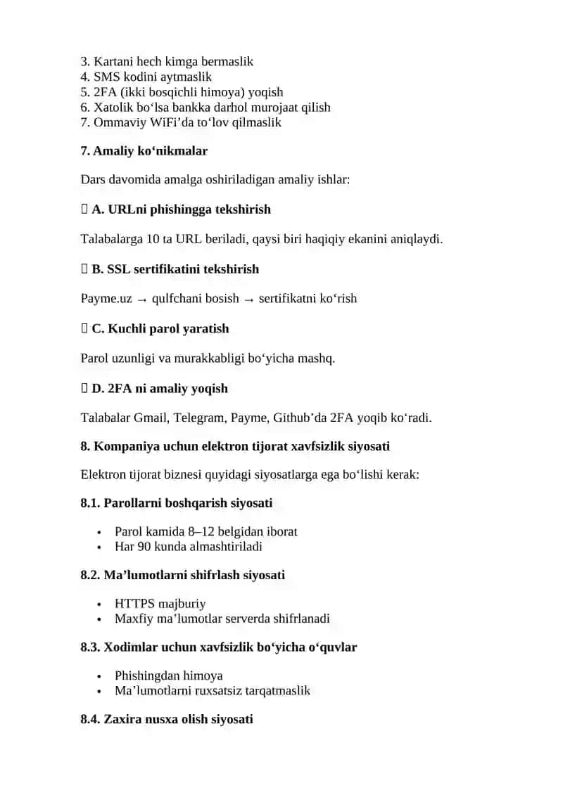 4-amaliy. Elektron tijorat xavfsizligi 4