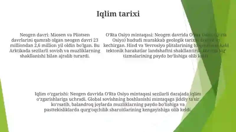 O‘Rta Osiyoning Neogen To‘Rtlamchi Davri Geologik Tarixi 4