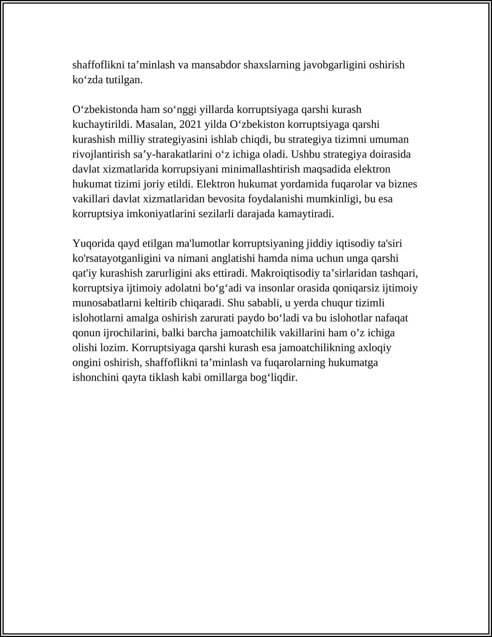 KORRUPSIYANING MOHIYATI, OQIBATLARI VA UNGA QARSHI KURASH MEXANIZMLARI 4