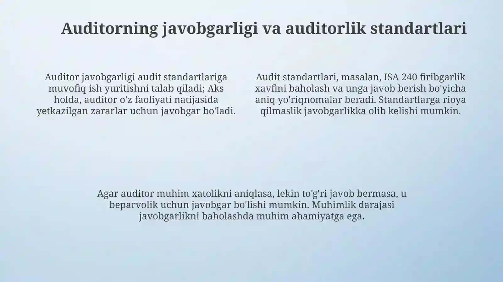 Firibgarlik aniqlanganida auditorning hatti harakati 4