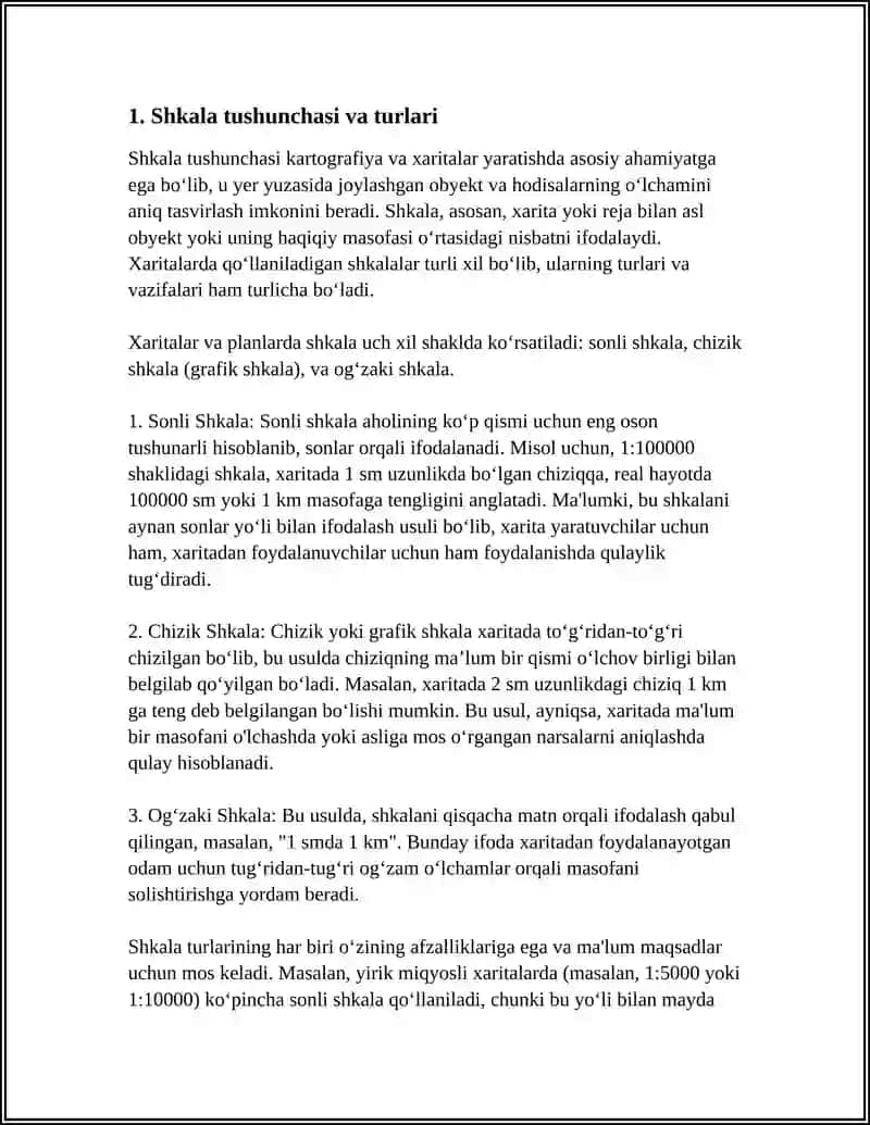 XARITALARDA QÕLLANILADIGAN SHKALALAR 4