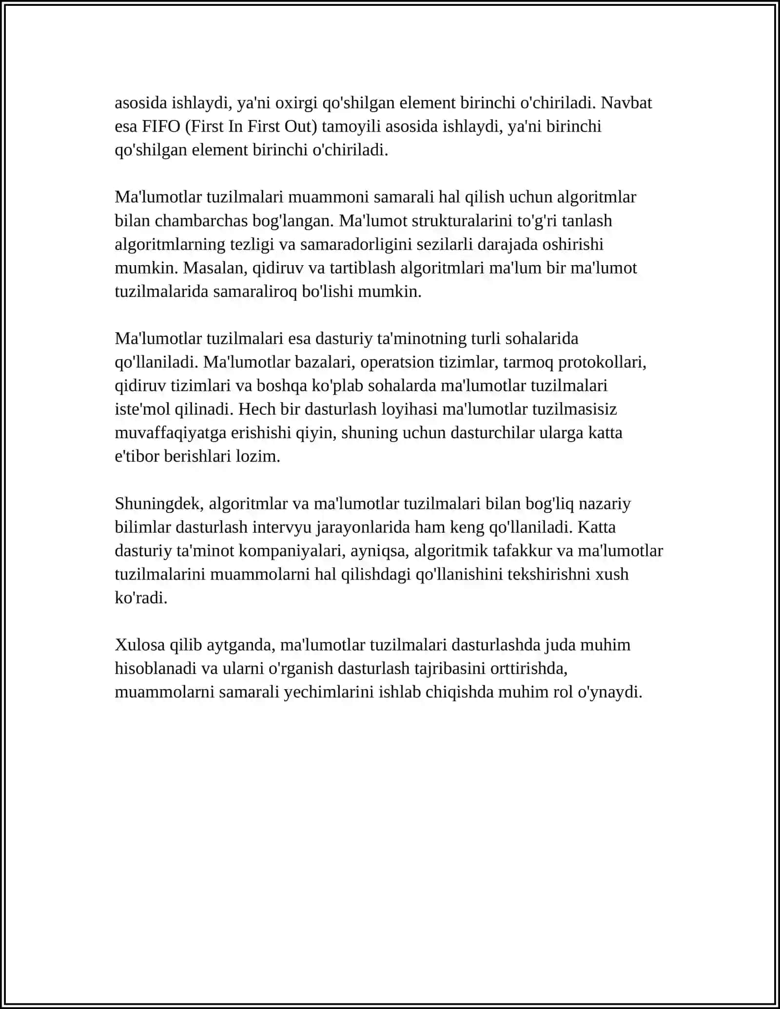 MA'LUMOTLAR TUZILMALARINING UMUMIY KO'RINISHLARI 4