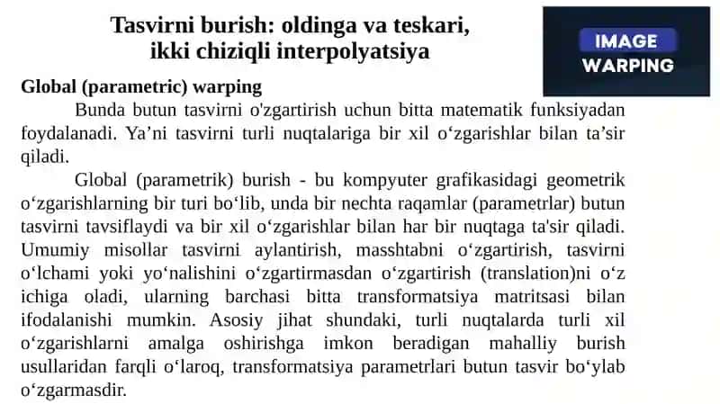 Tasvirni burish: oldinga va teskari, ikki chiziqli interpolyatsiya 4